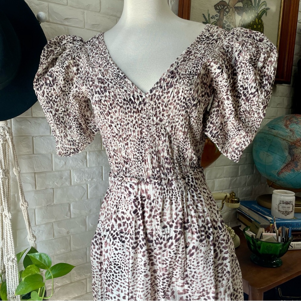 Sea New York Calla Cheetah Smocked V-Neck Jumpsuit Size 8 - Picture 7 of 15